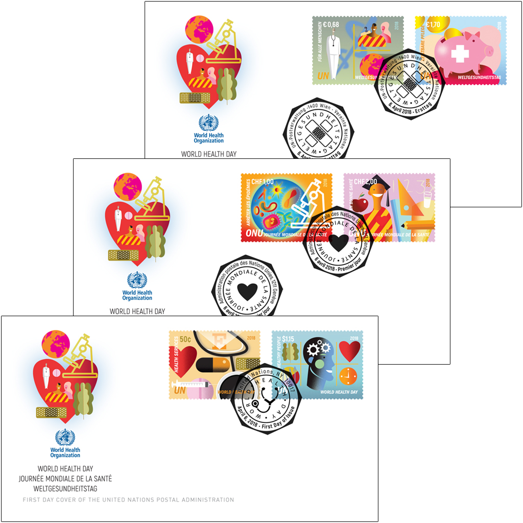 2018 Journée Mondiale de la Santé – Jeu complet enveloppes 