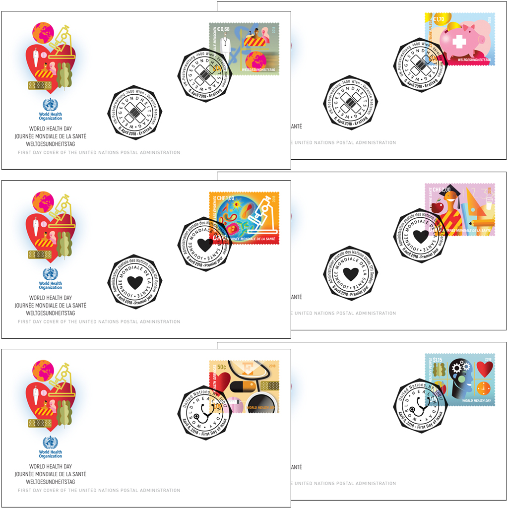 2018 Journée Mondiale de la Santé - Jeu complet enveloppes 